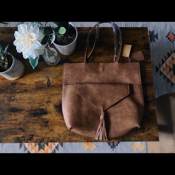 Street Level Suede/Leather Tote - Picture 7 of 7